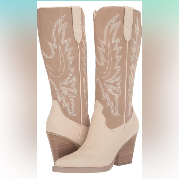 Cream and tan cowgirl boots - Picture 2 of 5